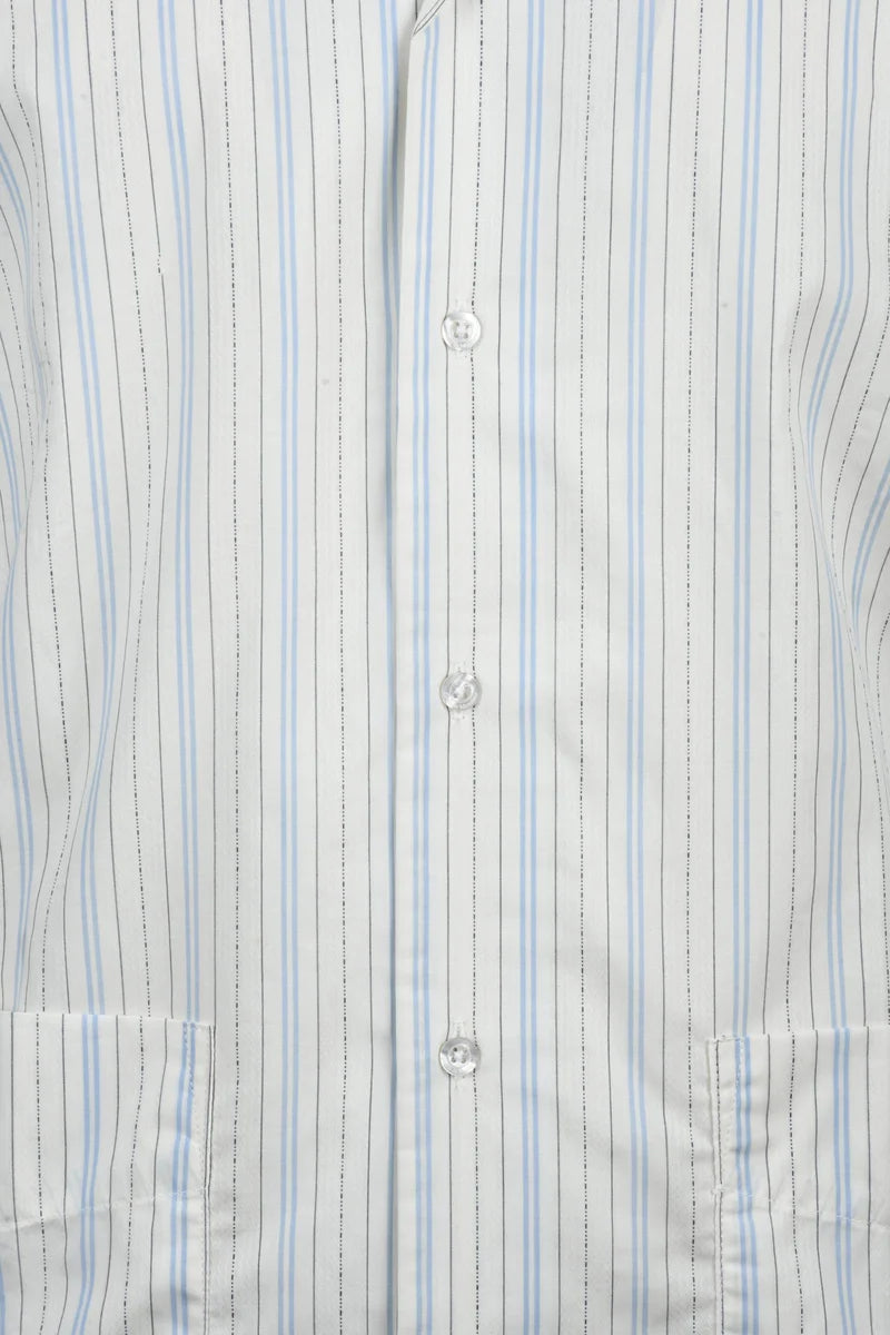 Cotton Shirt - White/Light Blue