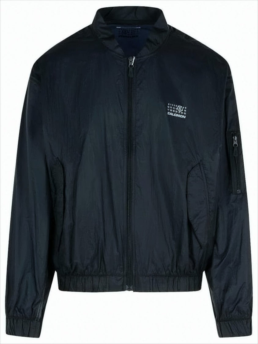 Lightweight Black Bomber Jacket with Zippered Details