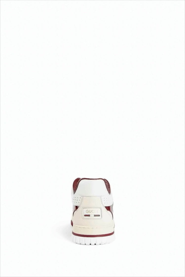 Low-Top Sneakers with Burgundy Patent Overlays