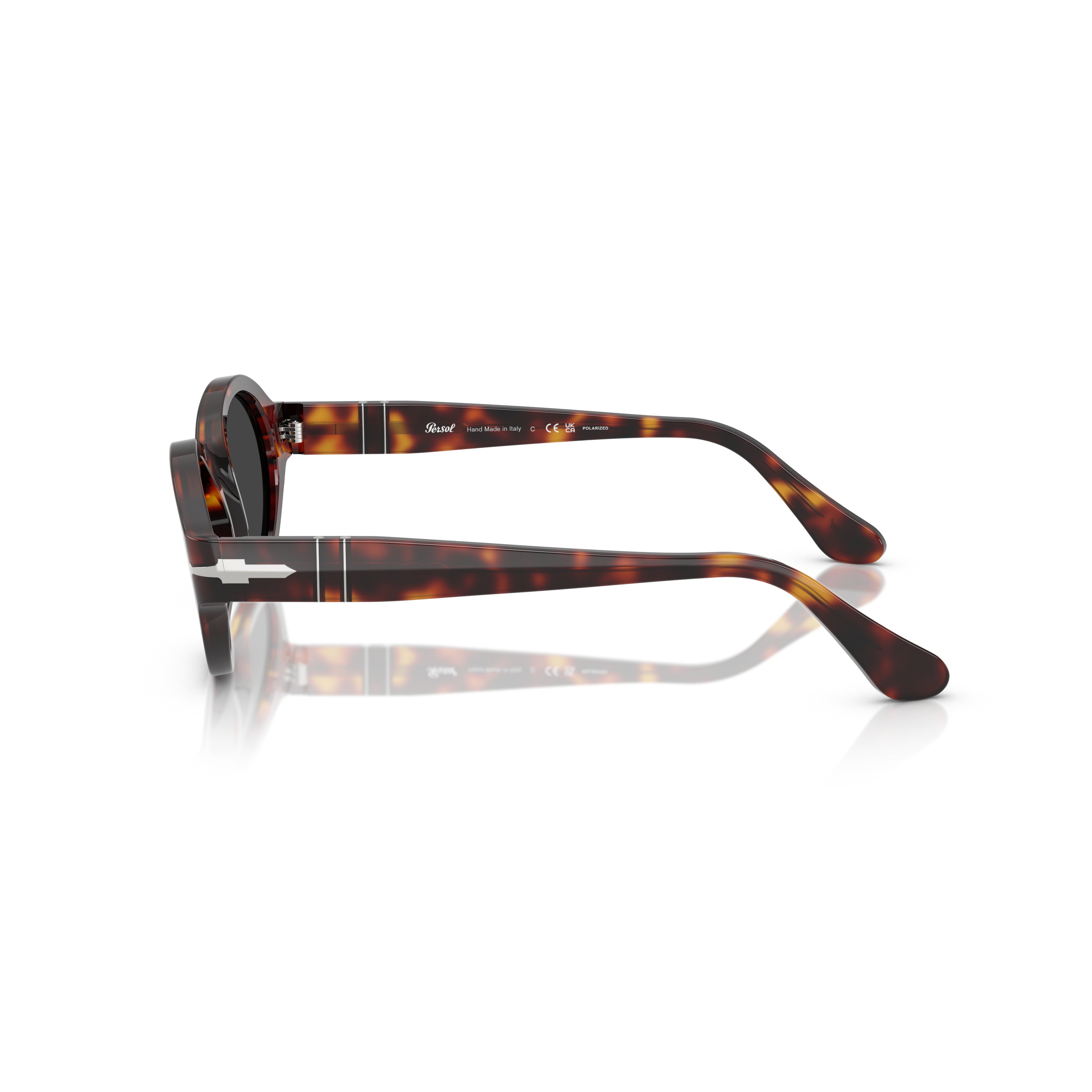 0po3378s Tortoiseshell Oval Frame Sunglasses with Metallic Detail