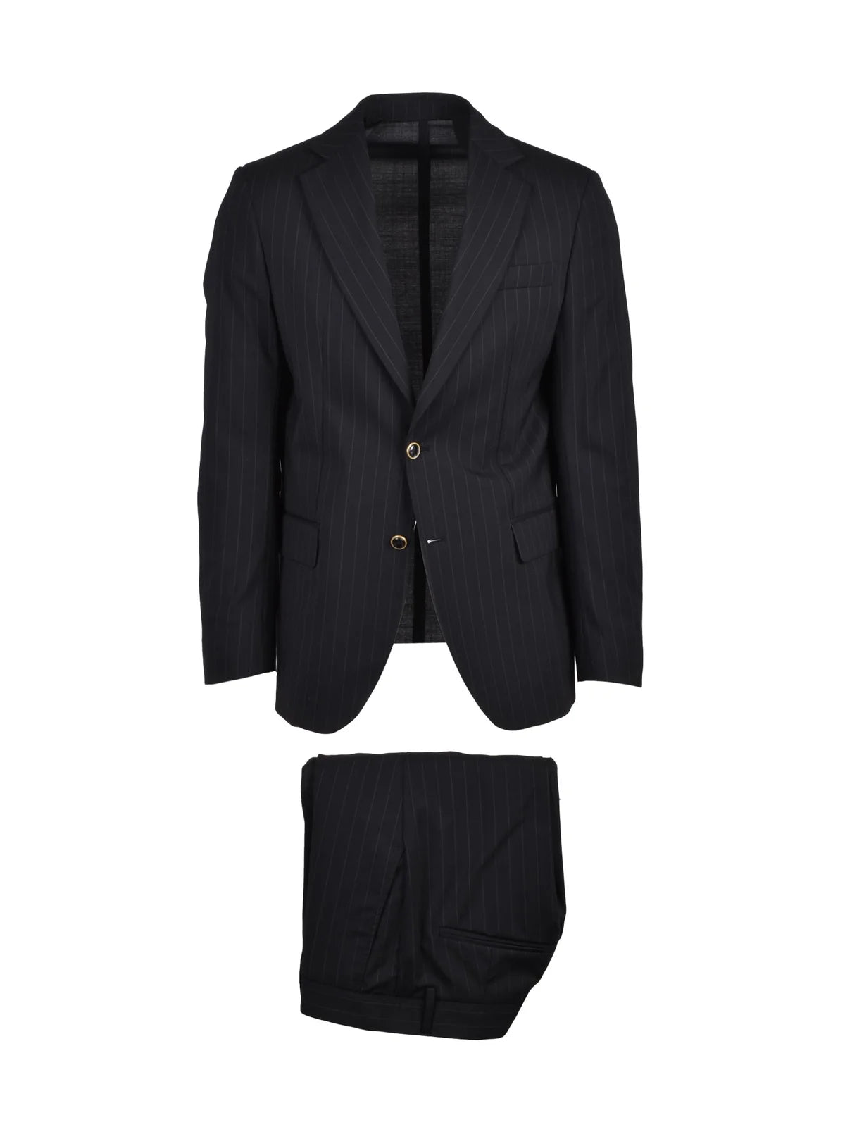 Black Virgin Wool Polyester Elastane Men Suit