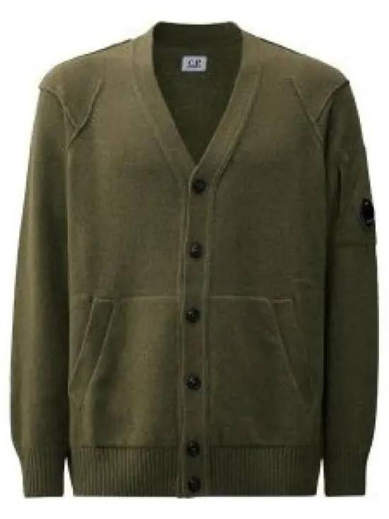 Classic V-Neck Cardigan With Textured Wool Blend
