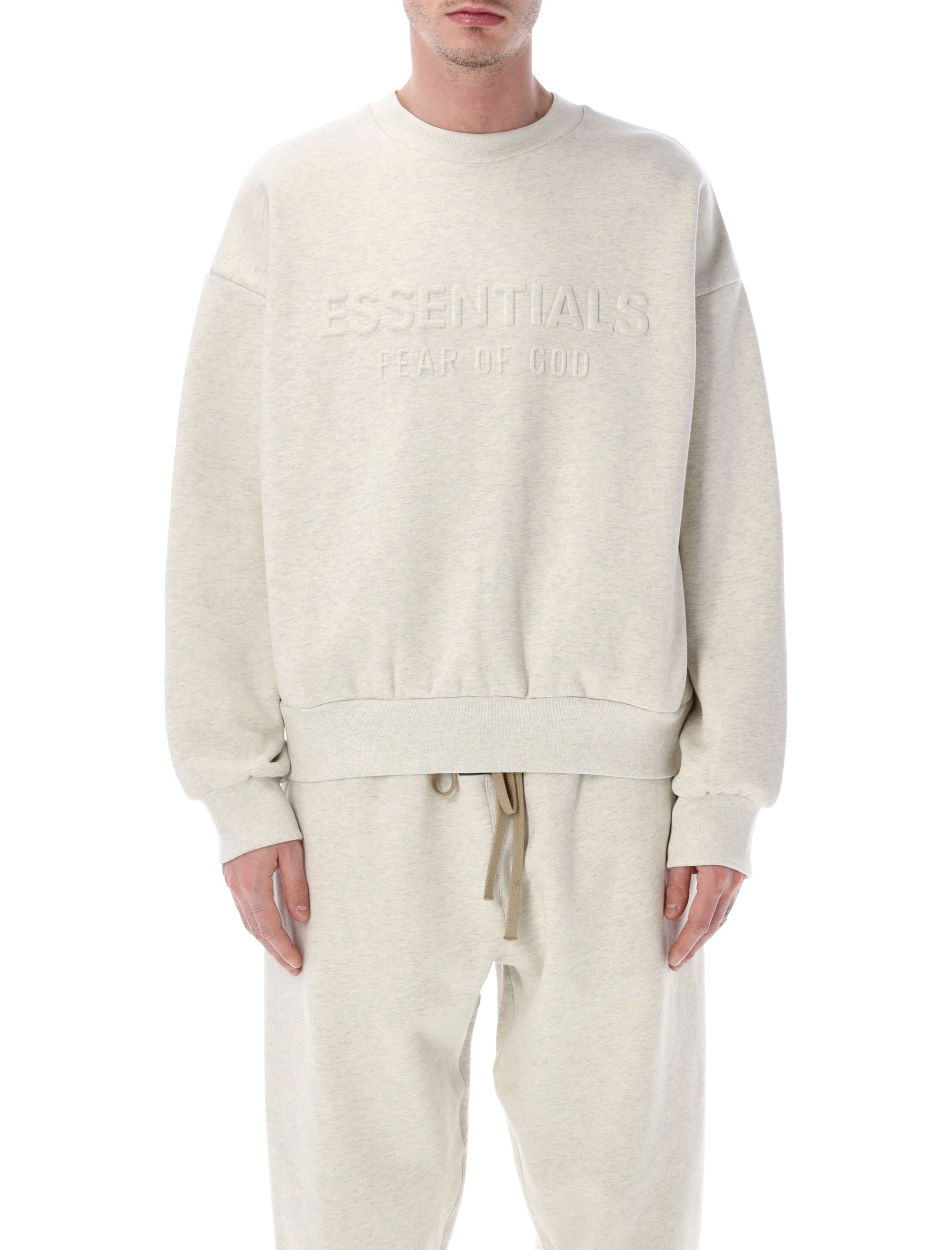 Essentials Embossed Crewneck Oatmeal Heather Sweatshirt