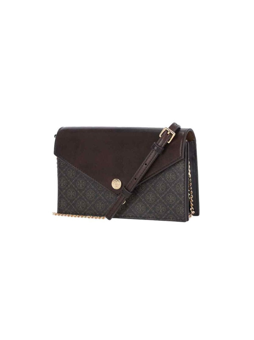 T Monogram Wallet With Chain – Brown