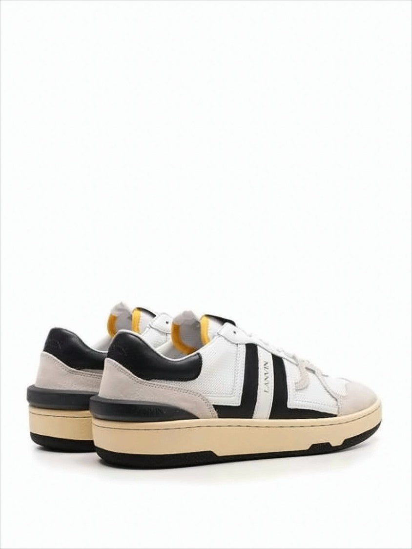 Low-Top Sneakers with Beige Suede and Black Leather Accents