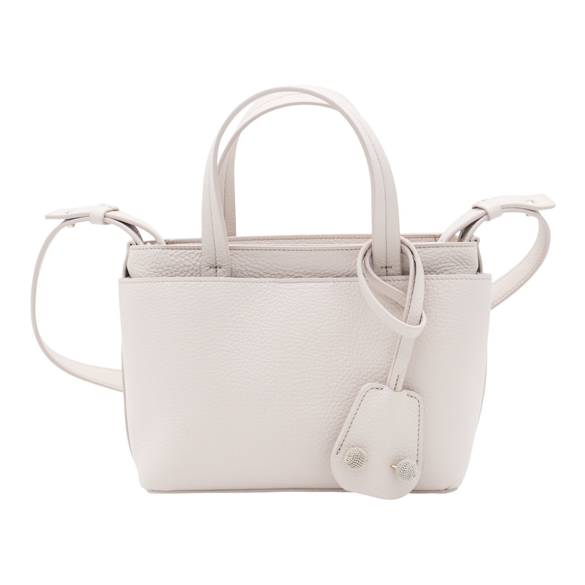 Structured White Handbag with and Decorative Embellishments