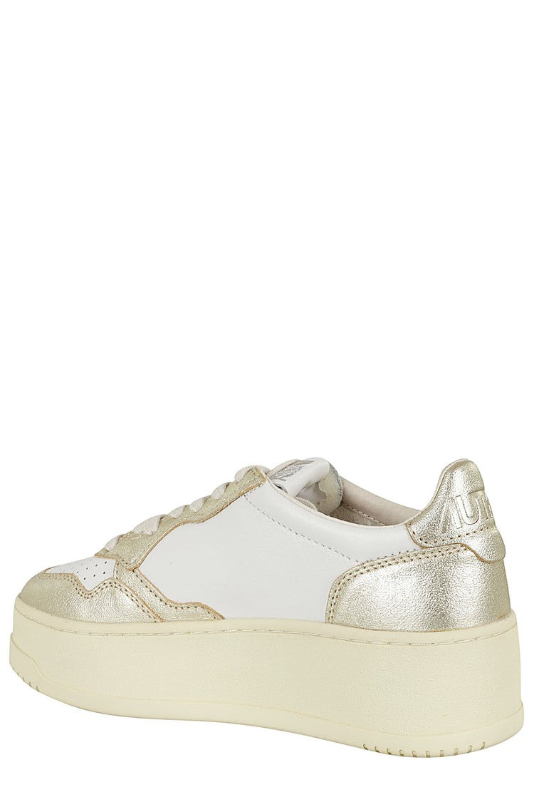 White And Gold Platform Sneakers