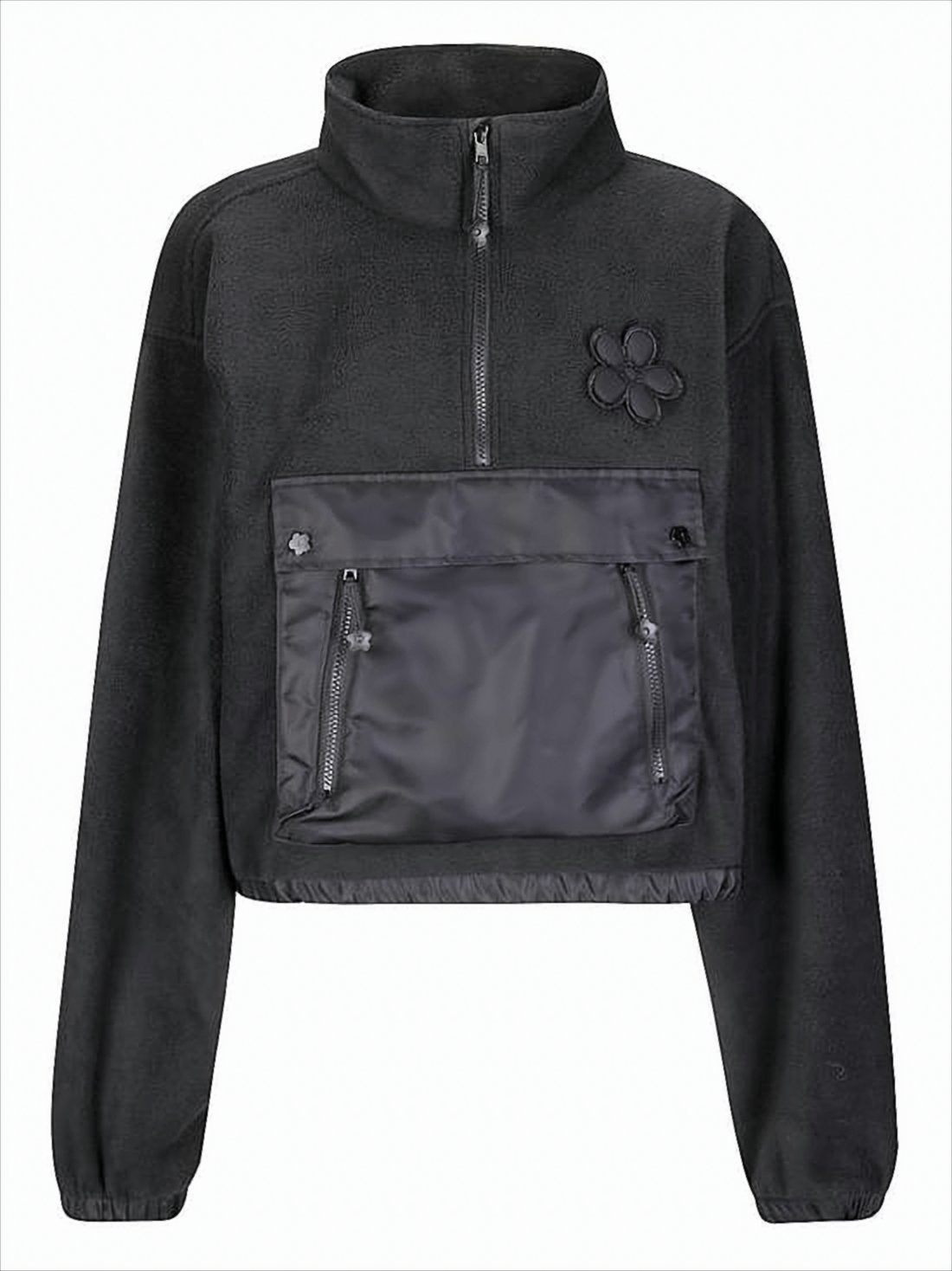 Cropped Fleece Turtleneck With High Collar