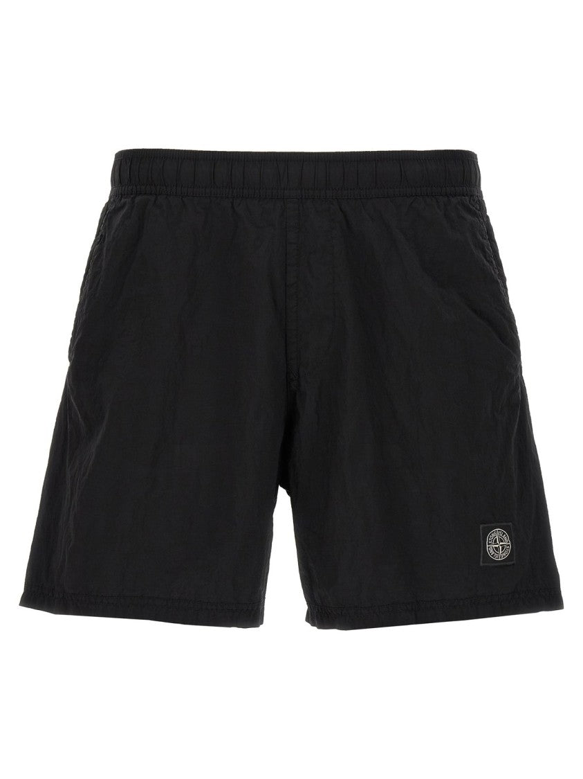 Black Swim Shorts with Elastic Waistband