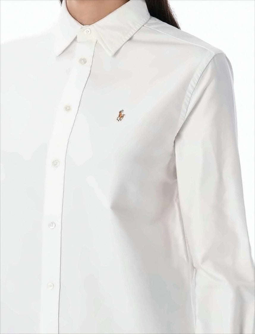 Long-Sleeve Button-Up Shirt with Pointed Collar