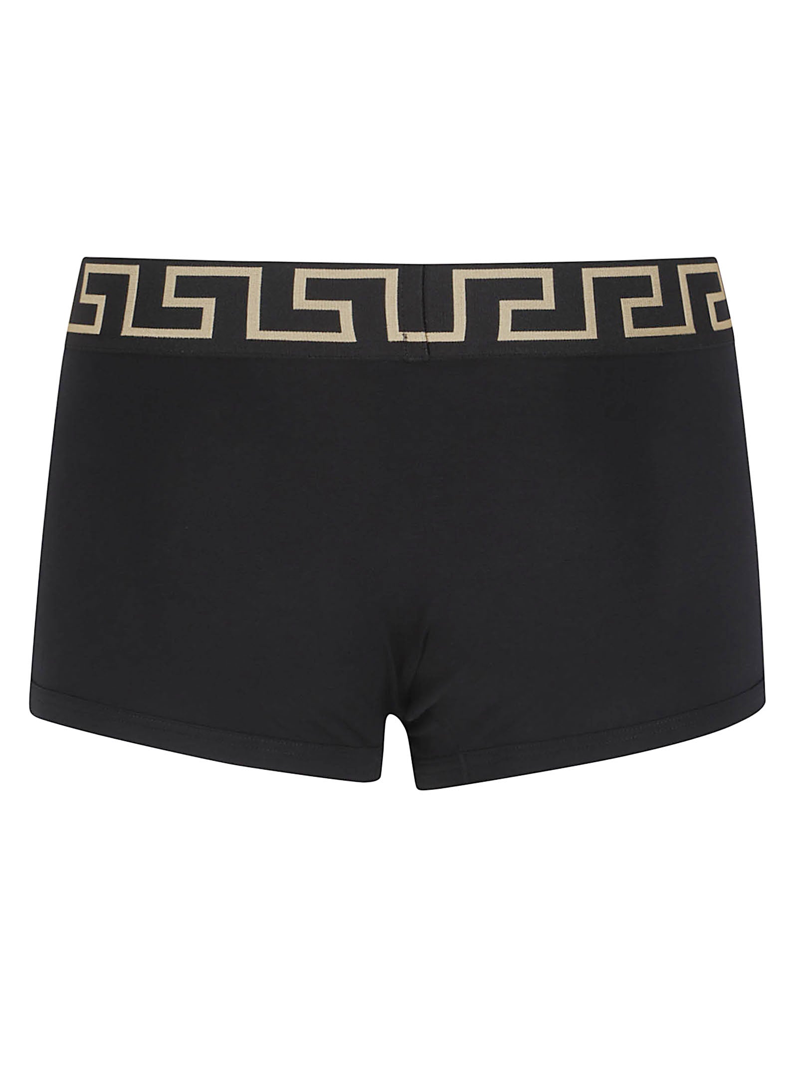Black Boxer Briefs with Gold Greek Key and Medusa Emblem