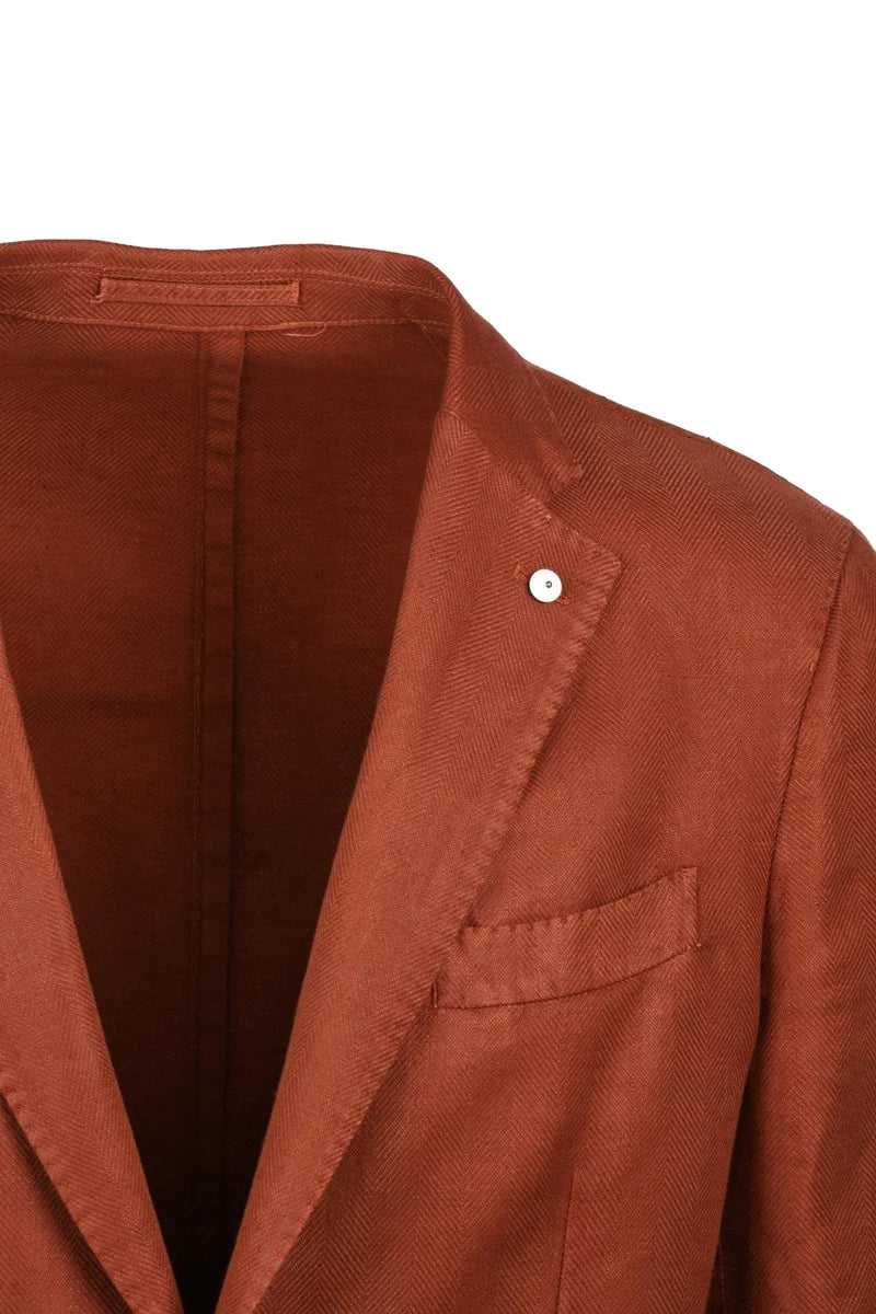 Slim Fit Blazer Linen Cotton - Rust