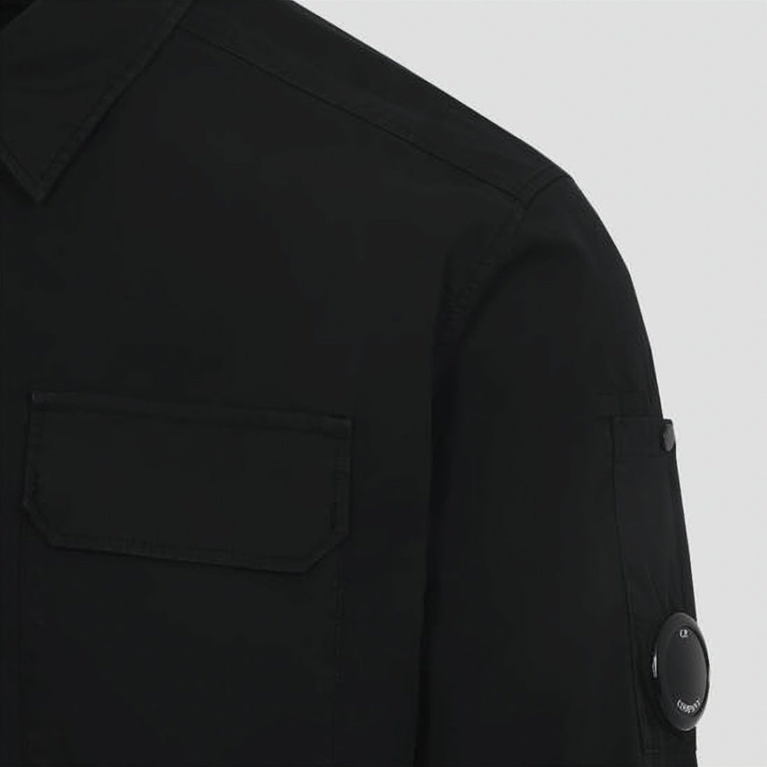 Long-Sleeve Shirt with Classic Collar and Circular Lens Detail