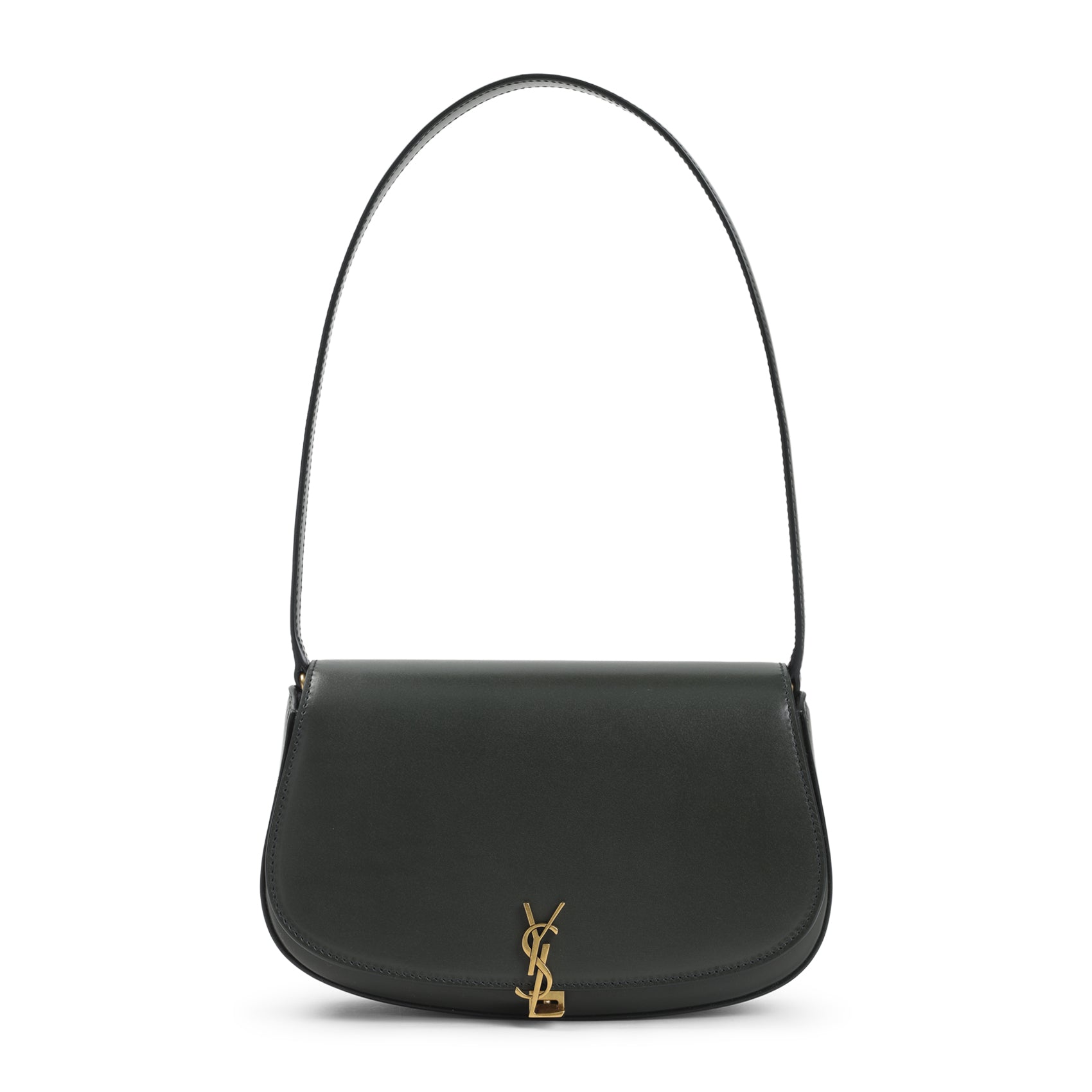 Compact Black Lamb Leather Shoulder Bag