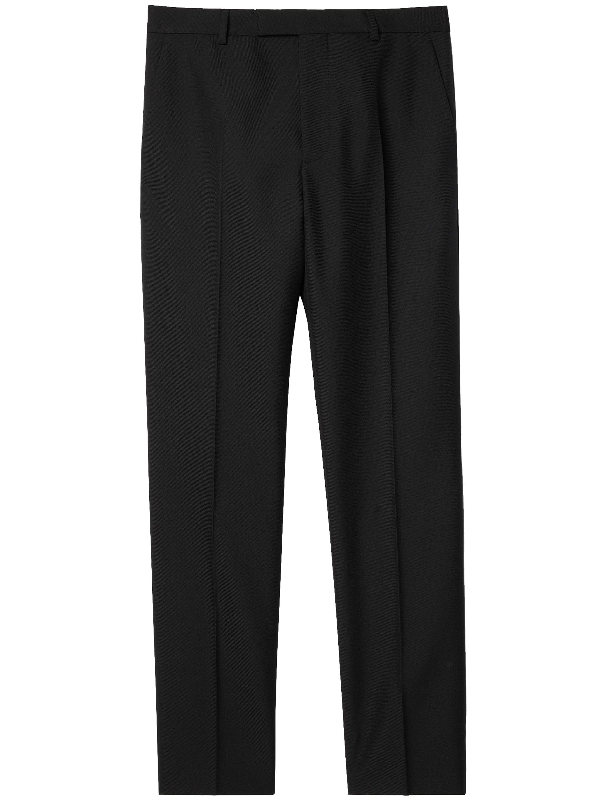Black Tailored Wool Blend Twill Trousers