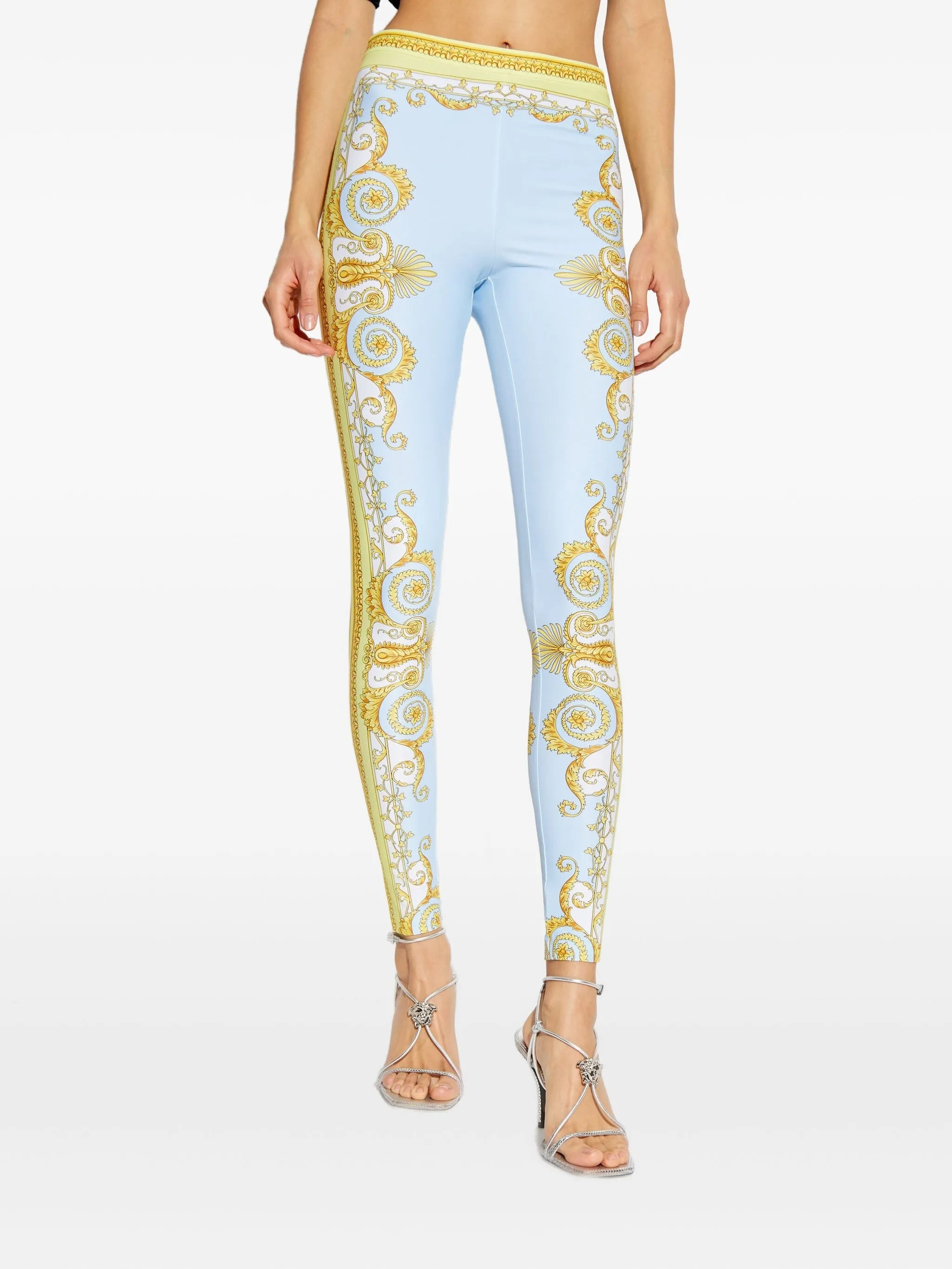 Light Blue Baroque Pattern Work-out Leggings