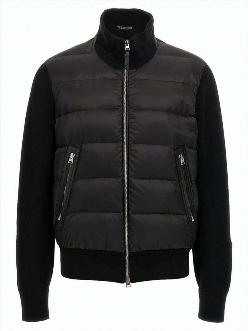 Padded Front Jacket With Ribbed Knit Detailing