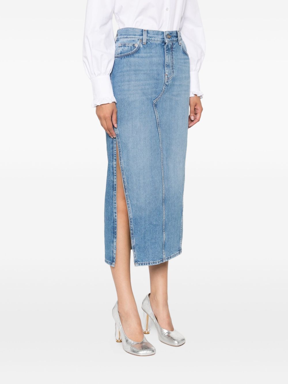Medium Blue Denim Midi Skirt