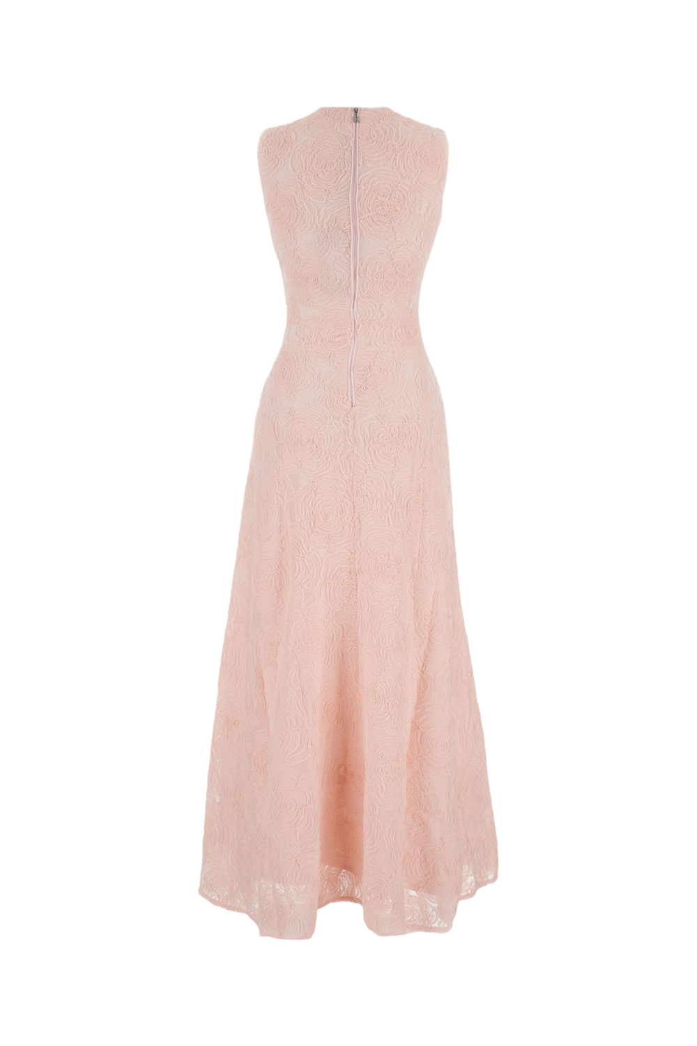 A-Line Pink Dress With Embossed Floral Motif