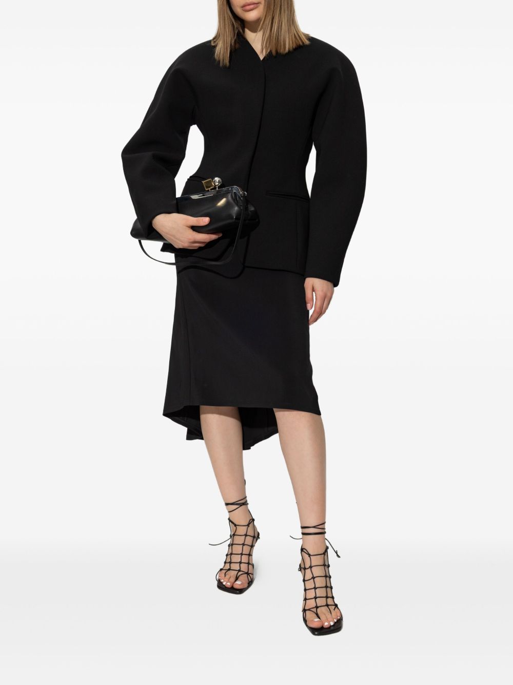 Draped Black Mid-Length Skirt
