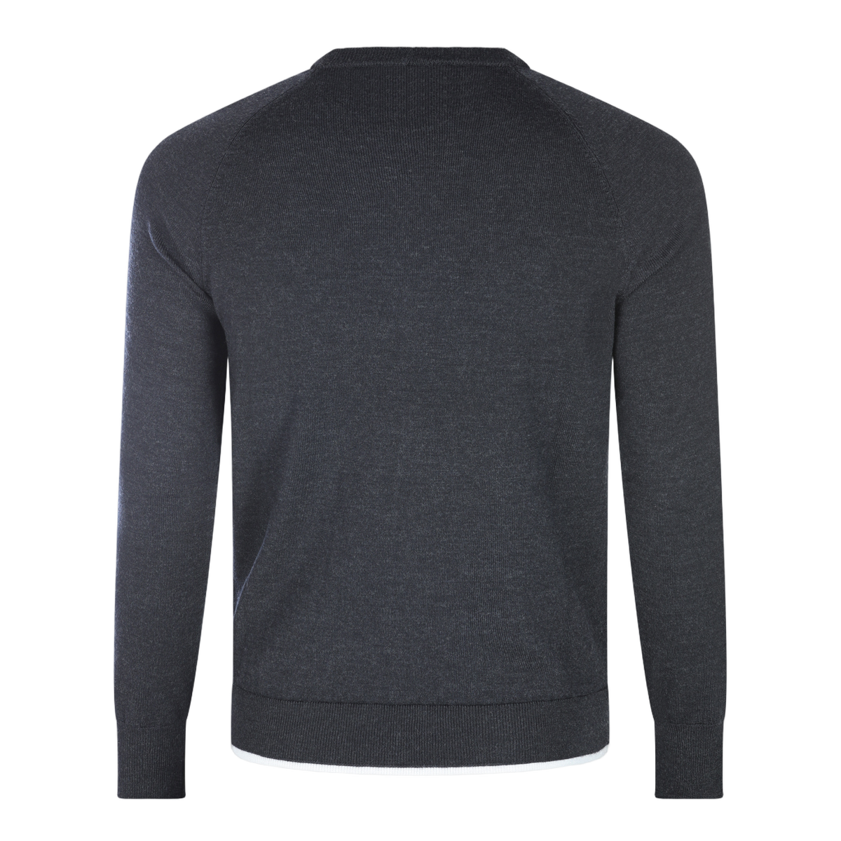 Grey Sweater With Trimmed Crew Neckline