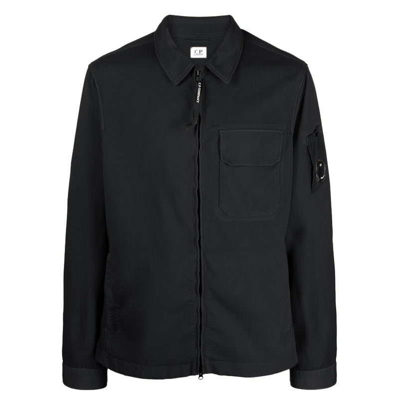 Long Sleeve Zip-Front Shirt With Flap Pocket Detail