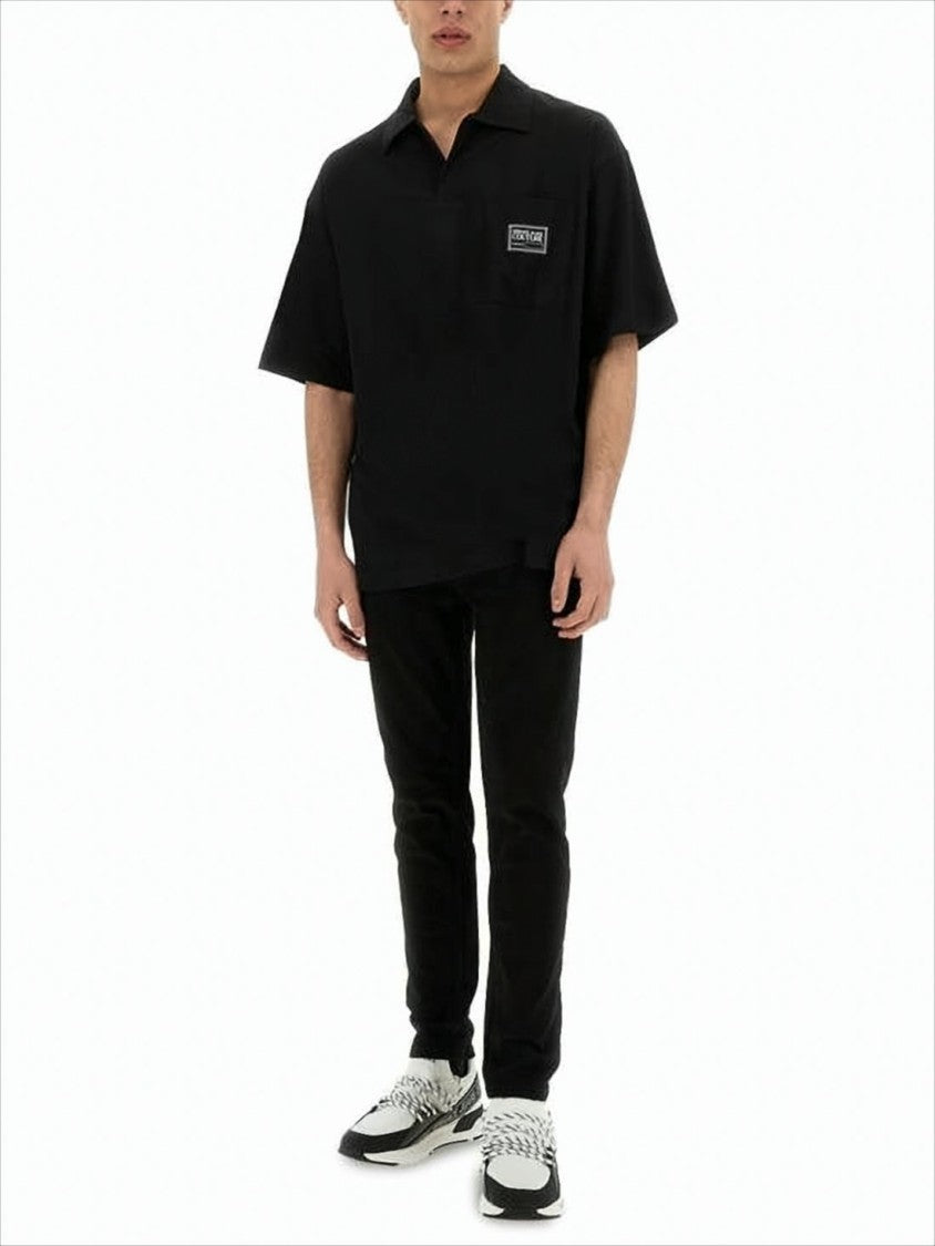 Relaxed-Fit Polo Shirt with Rectangular Patch Logo