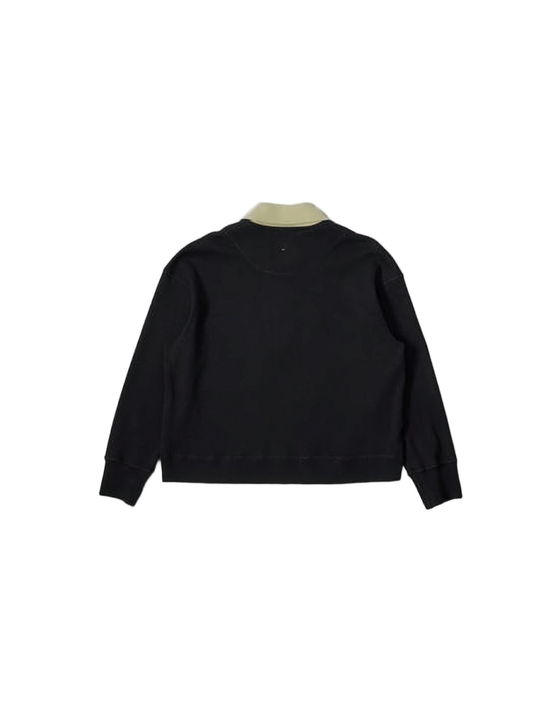 Boxy Cropped Long-Sleeved Pullover with Contrasting Collar
