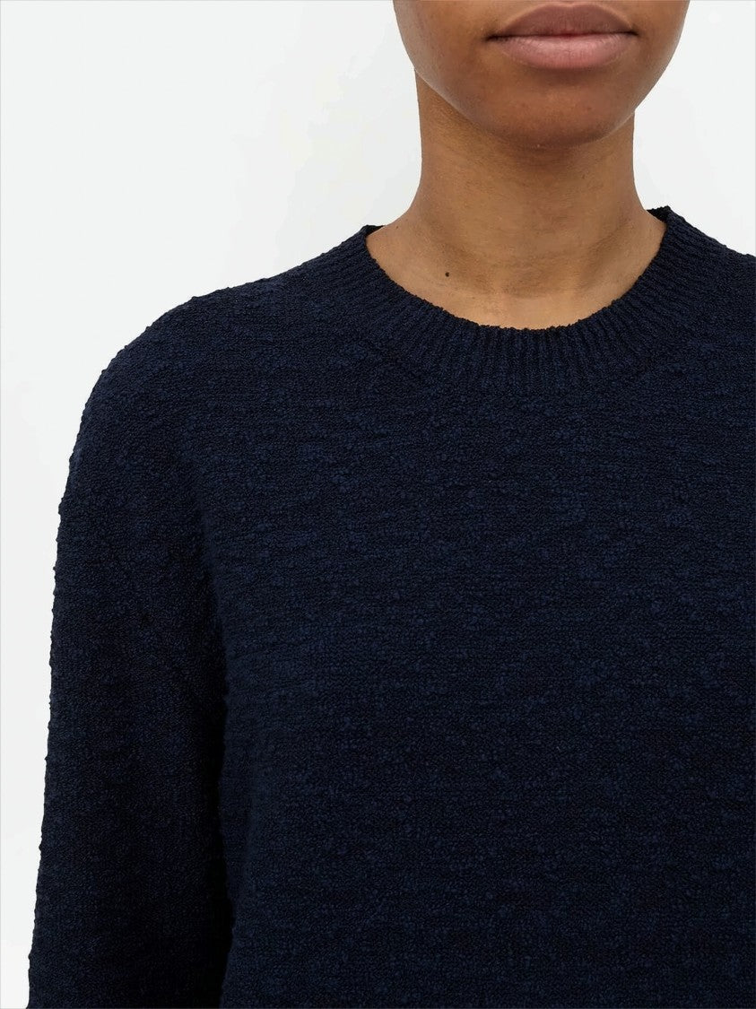 Textured Knit Sweater With Signature Four-Stitch Detail