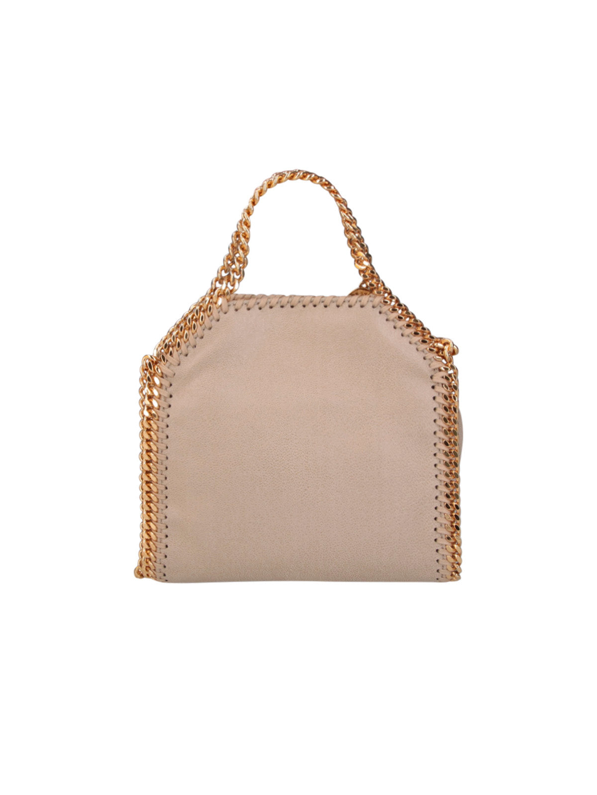 Beige Structured Gold-tone Chain Trim Handbag