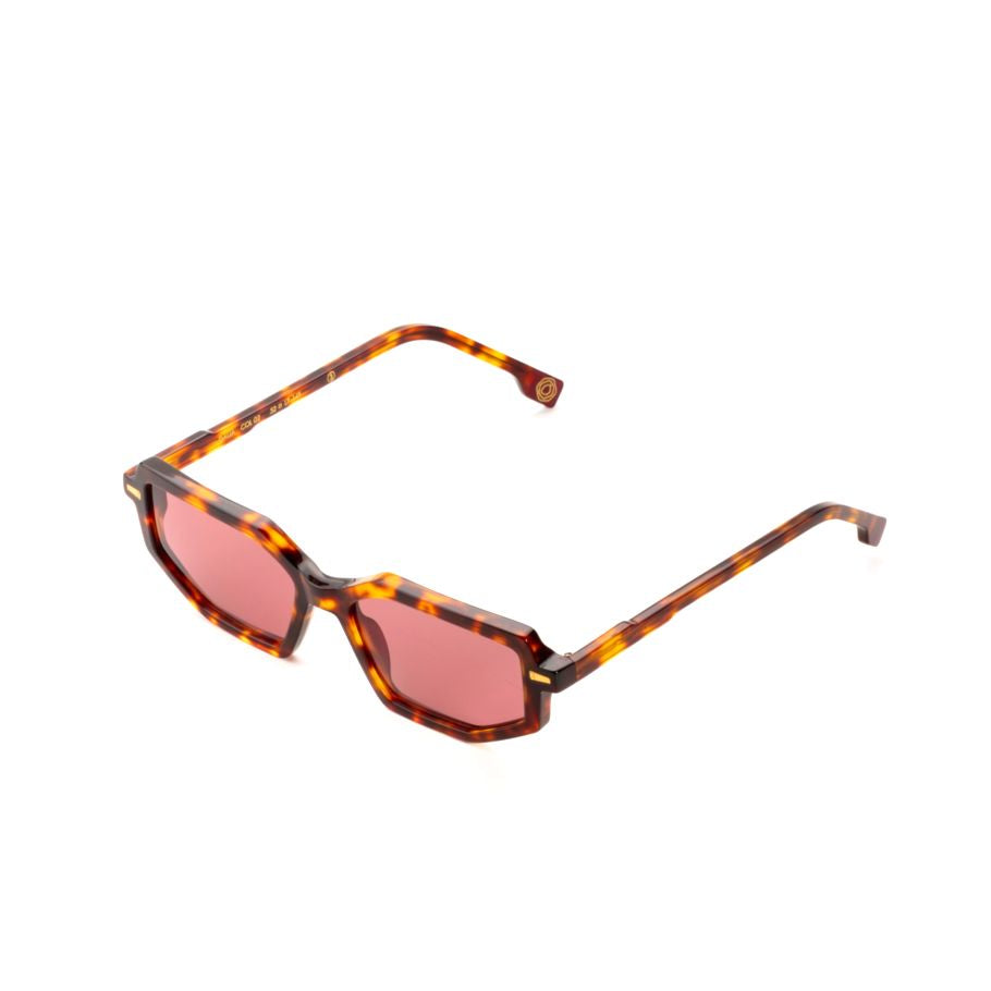 Dalia Geometric Tortoiseshell Sunglasses with Reddish Tinted Lenses