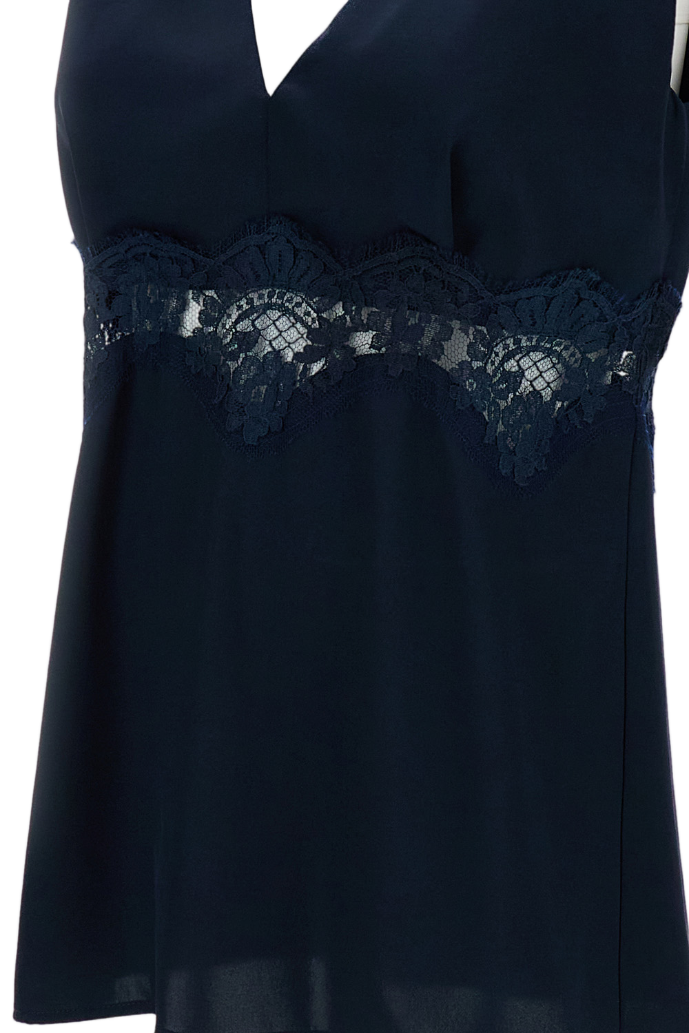 V-neck Sleeveless Top with Lace Insert