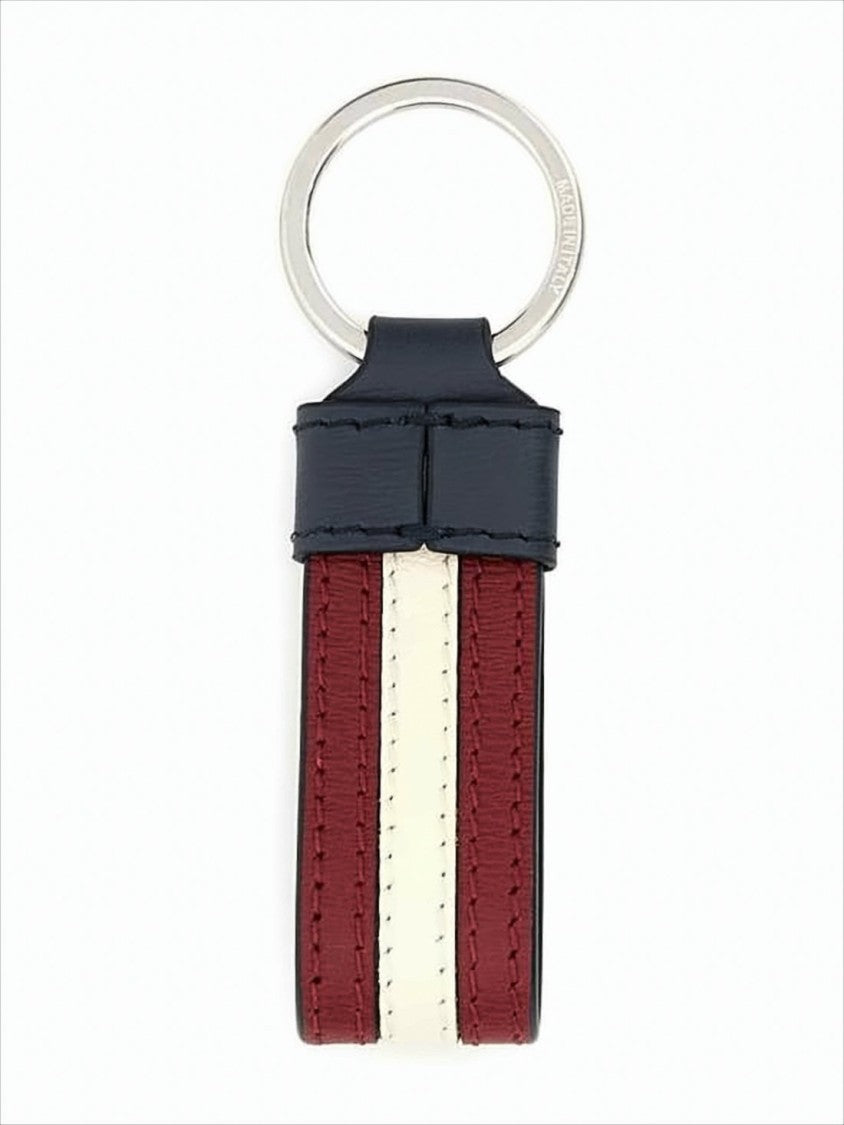 Looped Red Calf Leather Keyring