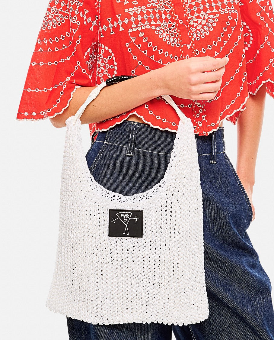 White Mesh Design Shopper Bag