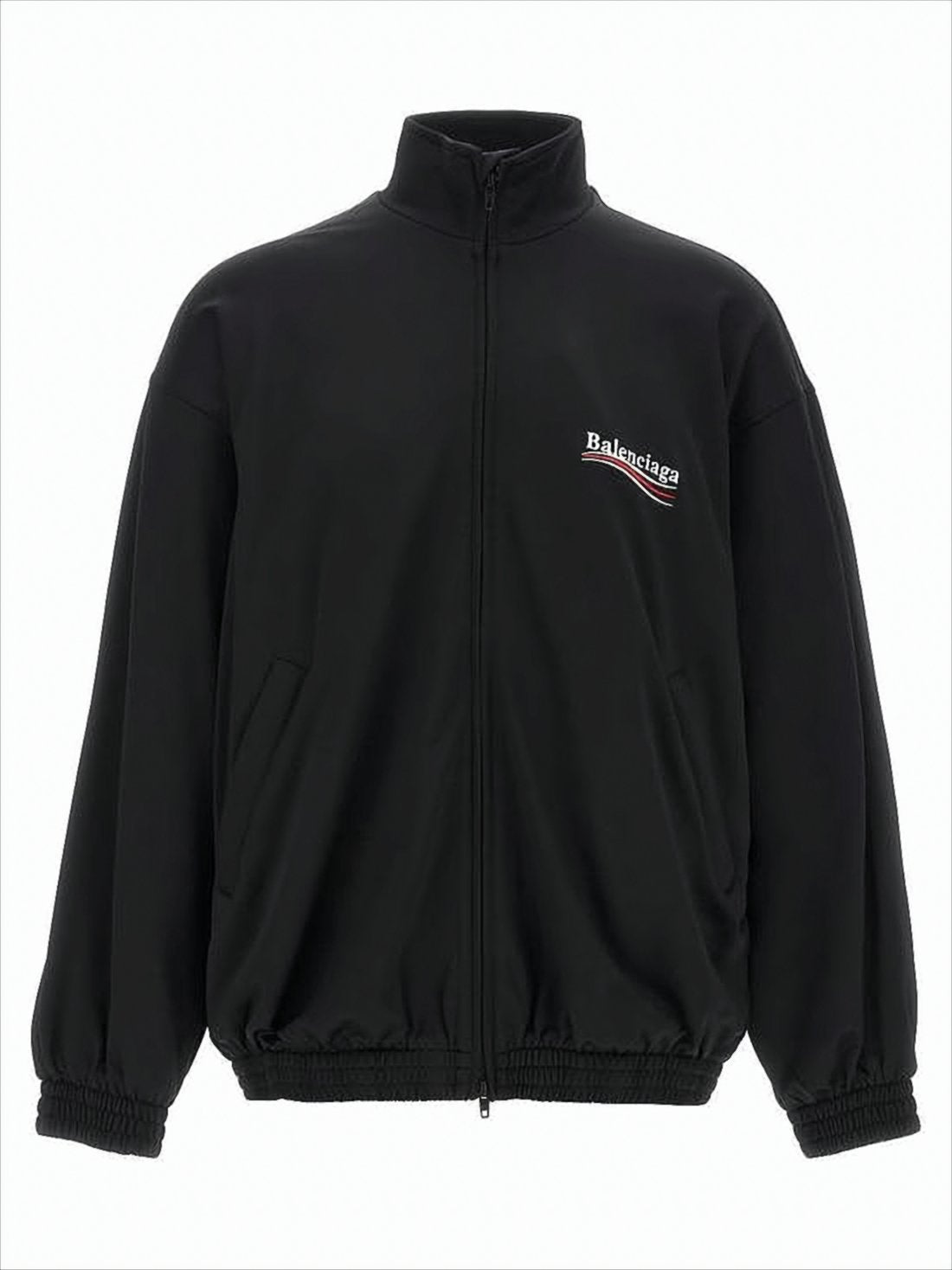 Black Zip-Up Sweatshirt with High Collar