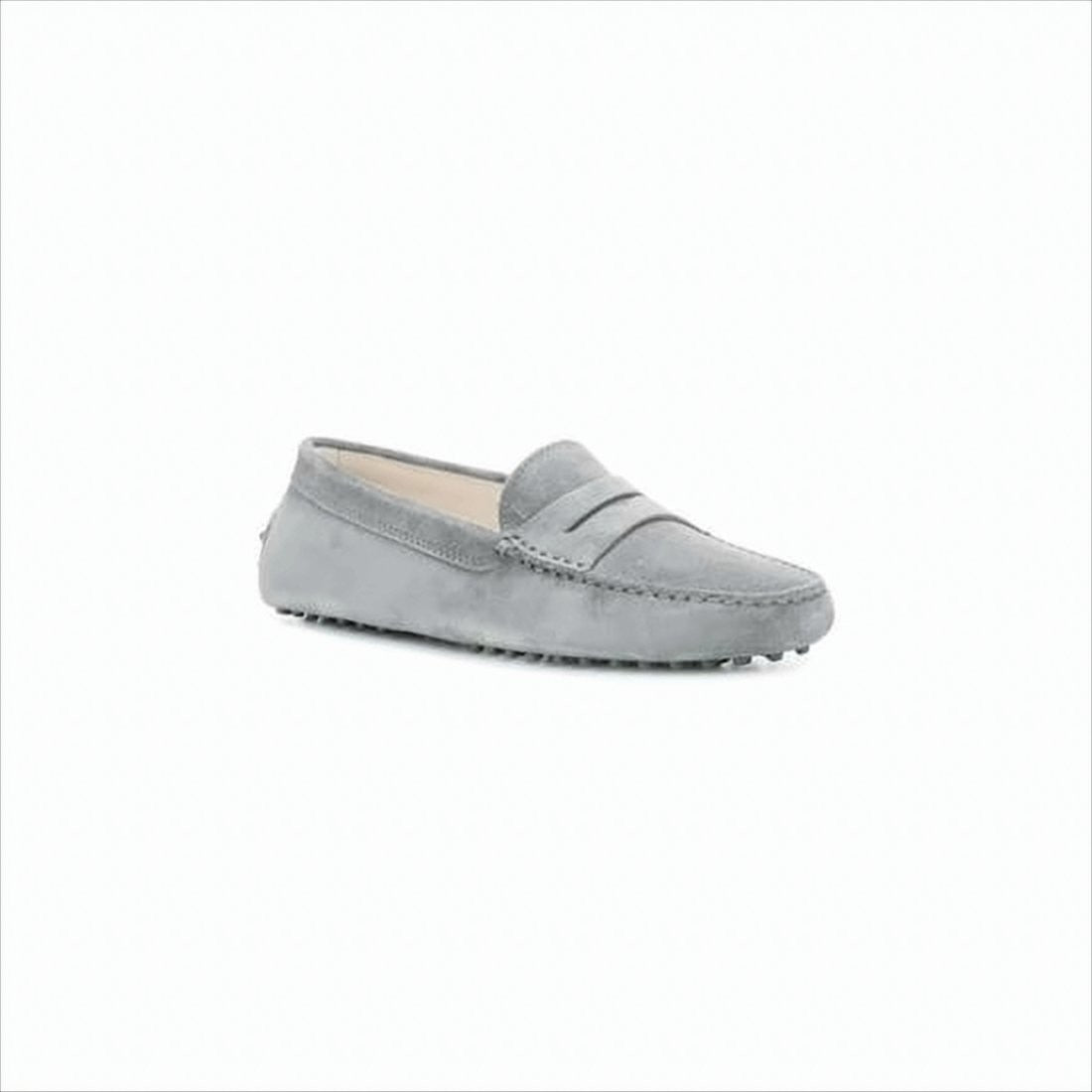 Penny Strap Grey Suede Loafer with Studded Sole