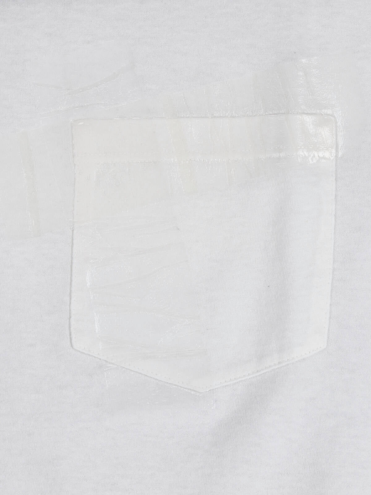 White Ribbed Neckline Chest Pocket T-Shirt