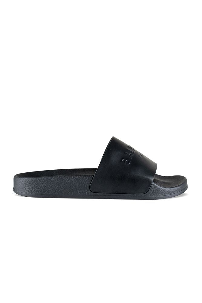 Black Slides With Embossed Logo Band