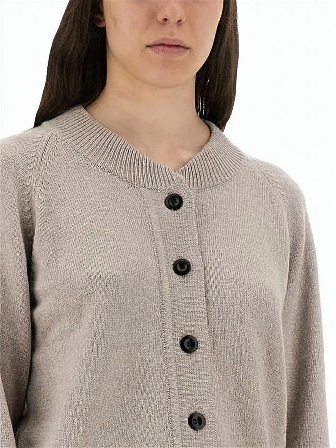 Cropped Cardigan with Round Neckline