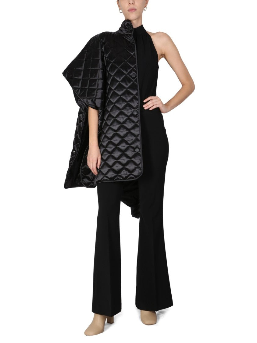 Diamond-Pattern Quilted Jacket With High Neck