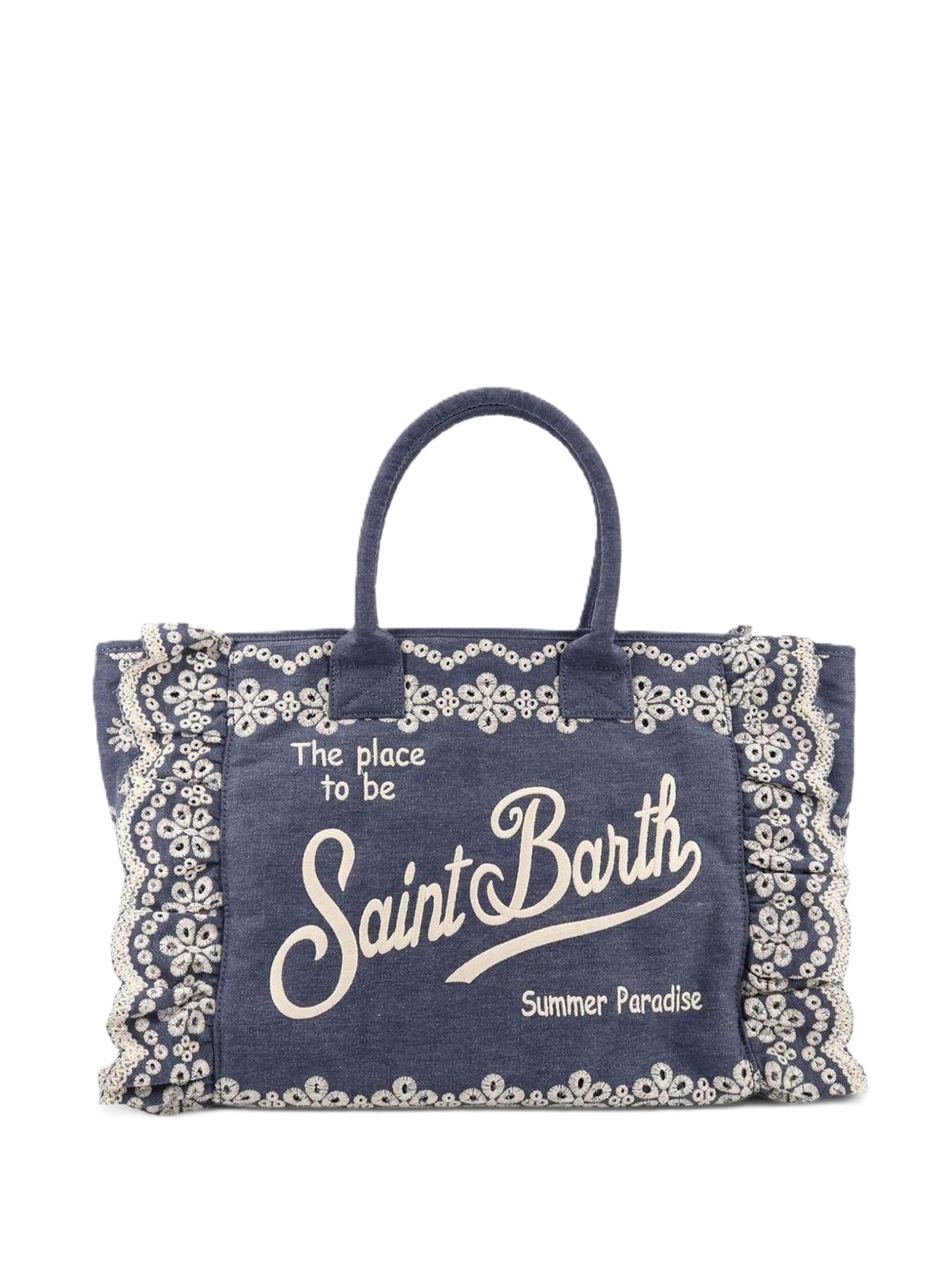 Intricate Lace-Embroidered Rectangular Tote Bag