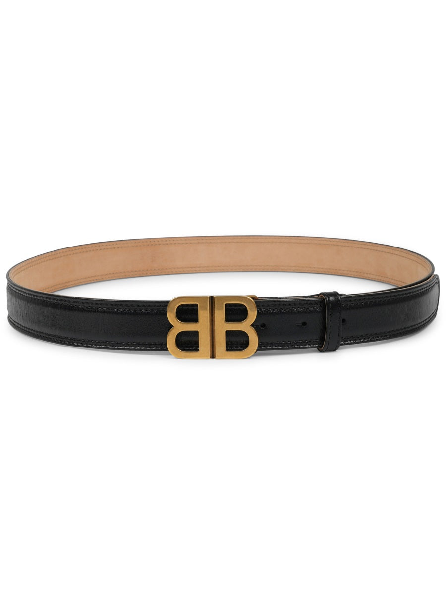 Slim Lambskin Belt With Interlocking Logo Buckle