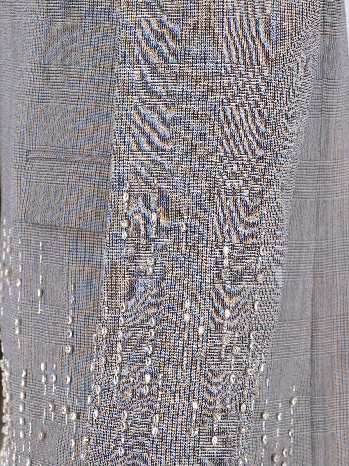Gray Prince of Wales Wool Crystal Blazer