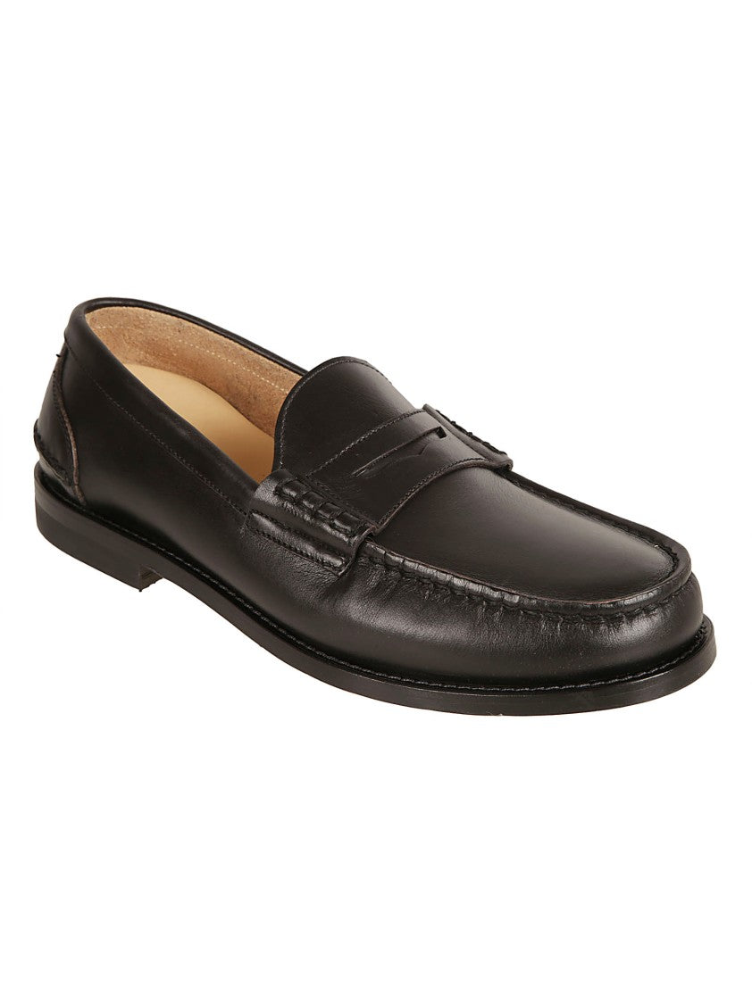 Minimalist Black Calf Leather Flat Shoes