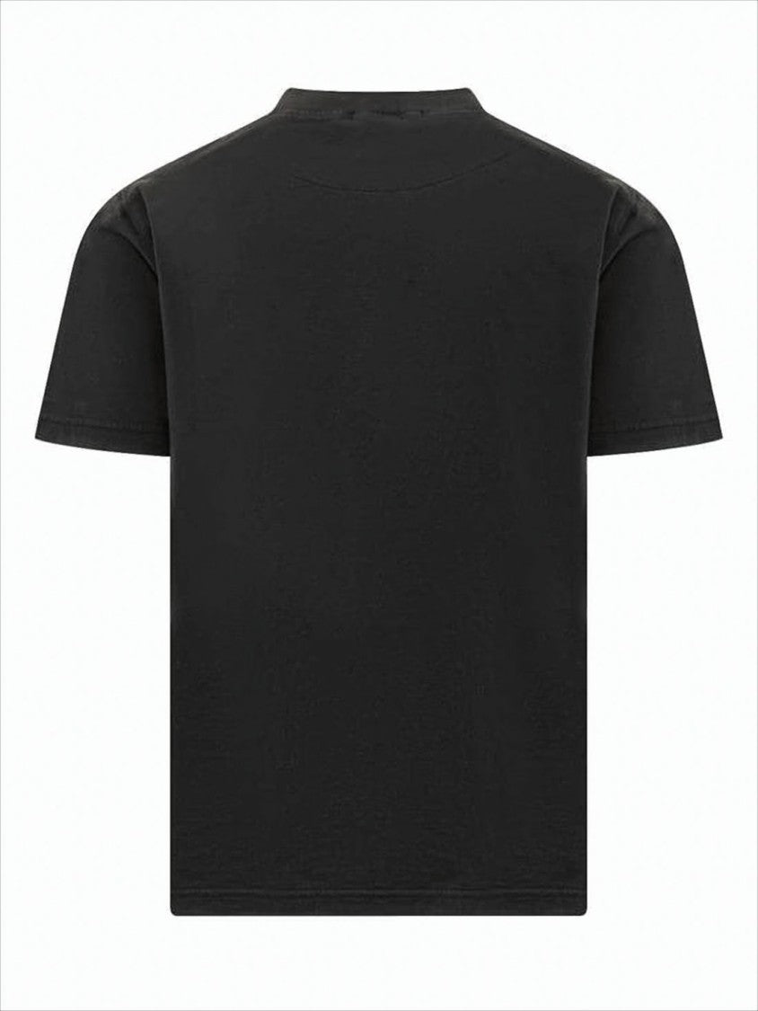 Solid Black Short-Sleeved T-Shirt with Subtle Logo Detail