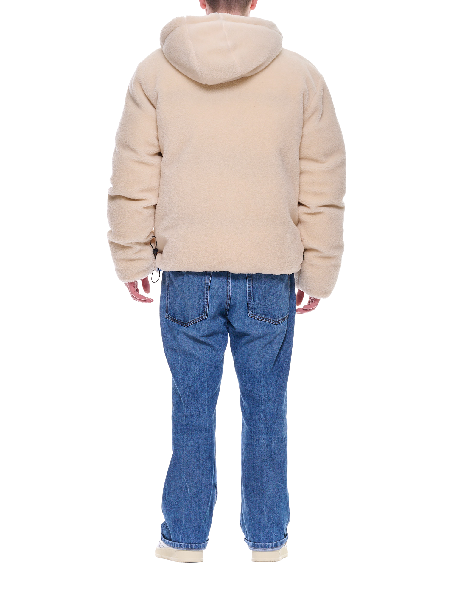 Beige Teddy Bomber Jacket with Hood Zip