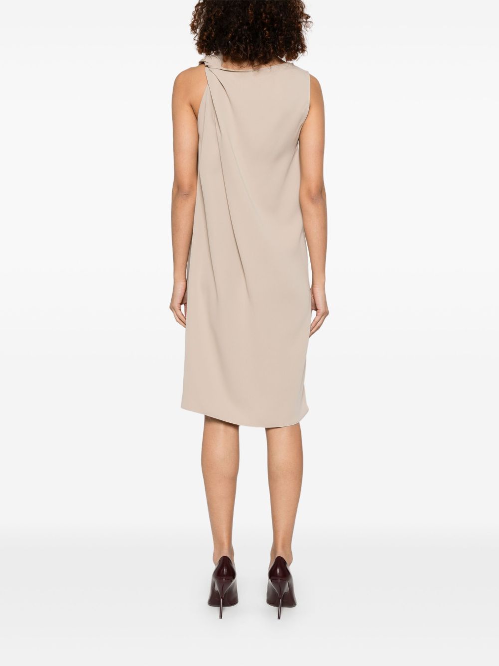 Knee-Length Sleeveless Dress with Draped Detail