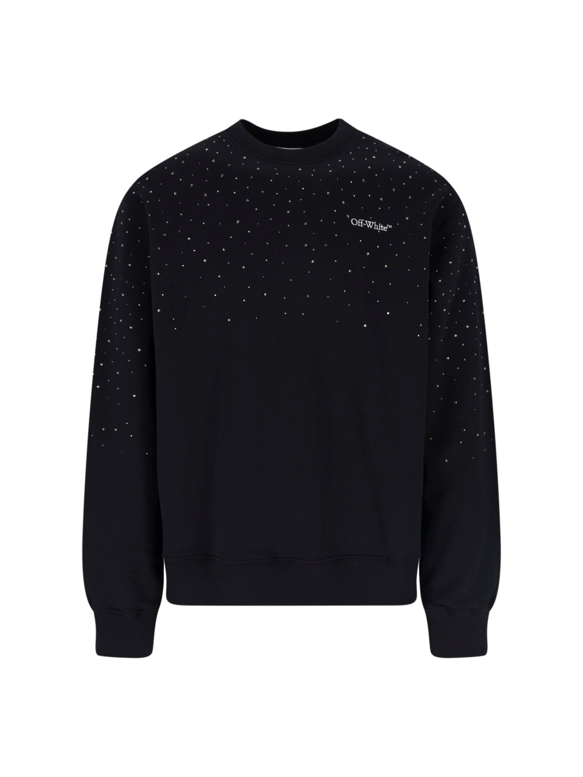 Black Cotton Logo Sweatshirt with Strass
