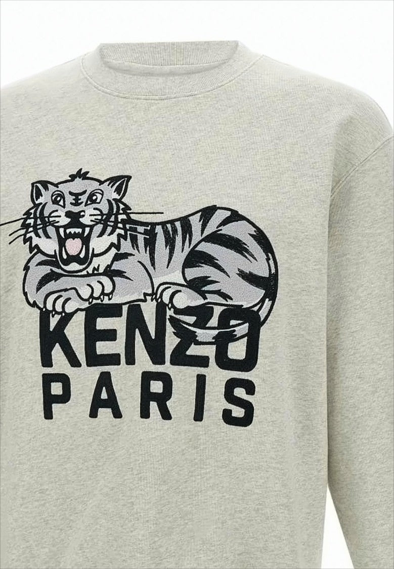 Relaxed Fit Long-Sleeve Sweatshirt with Bold Tiger Graphic