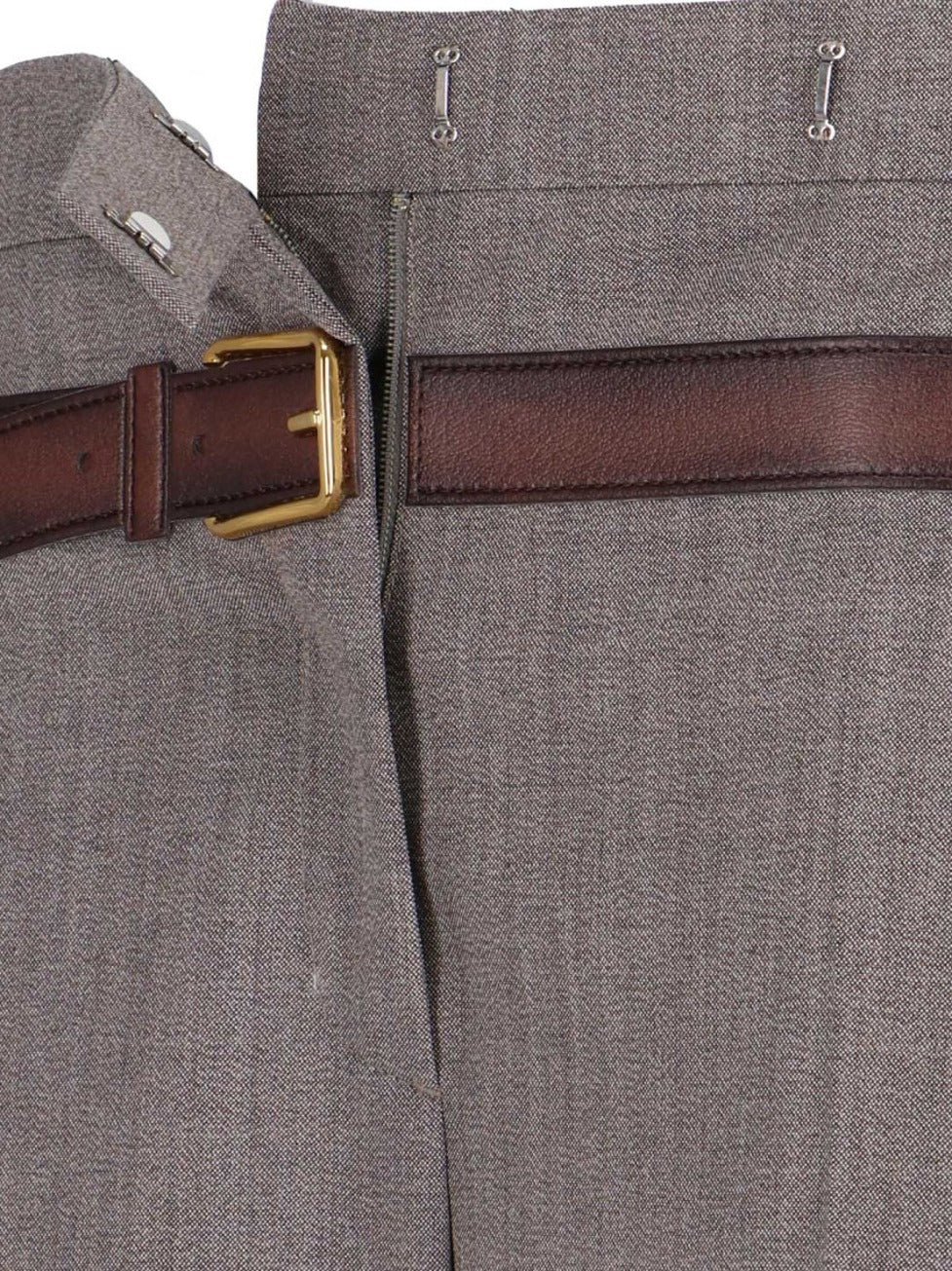 Pants With Trompe-L'œil Belt – Brown